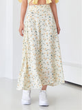 1pc Cute Fashion Casual Floral Print Skirt, Suitable for Vacation Outing And Dates - Milky
