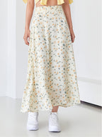 1pc Cute Fashion Casual Floral Print Skirt, Suitable for Vacation Outing And Dates - Milky