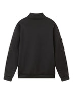 Spring and Autumn Men's Half-Zip Sweatshirt with Print, Loose Fit, Stand-Up Collar, Casual Sport Pullover - Black