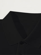 Fashion Men's Short-Sleeve POLO Sporty Style City Letter Layered Digital Print Polo Shirt - Black