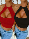 2pcs Women's Solid Color Camisole Set, Simple and Sassy Fashion Style, Suitable for Summer Outfits - Black&Red