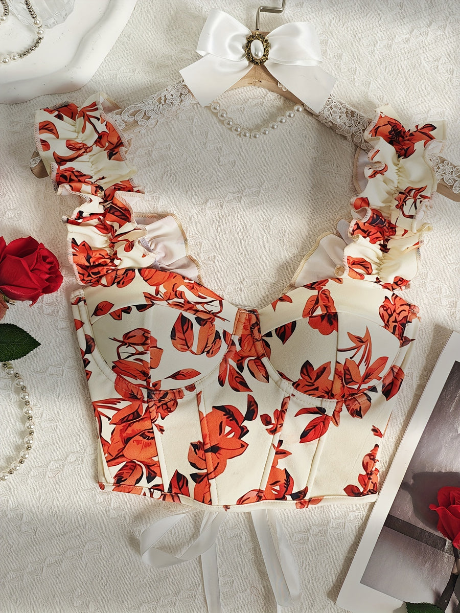 New Sexy Party Hot Backless Embroidered Top Patchwork Button-European Women'S Fashion Camisole Small Vest - Orange