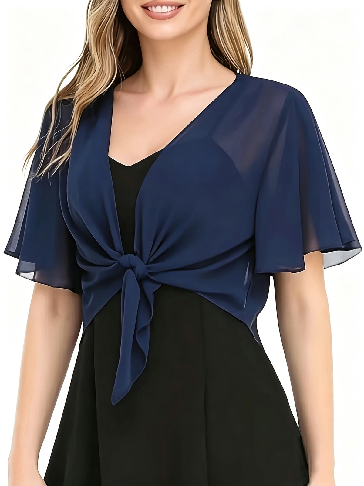 Women's Solid Color Short Sleeve Shirt Cardigan, Lightweight Breathable Cover-Up, for Beach Vacation Commute Dating Home Casual, Classic Versatile Style, Suitable for Various Occasions - Navy Color