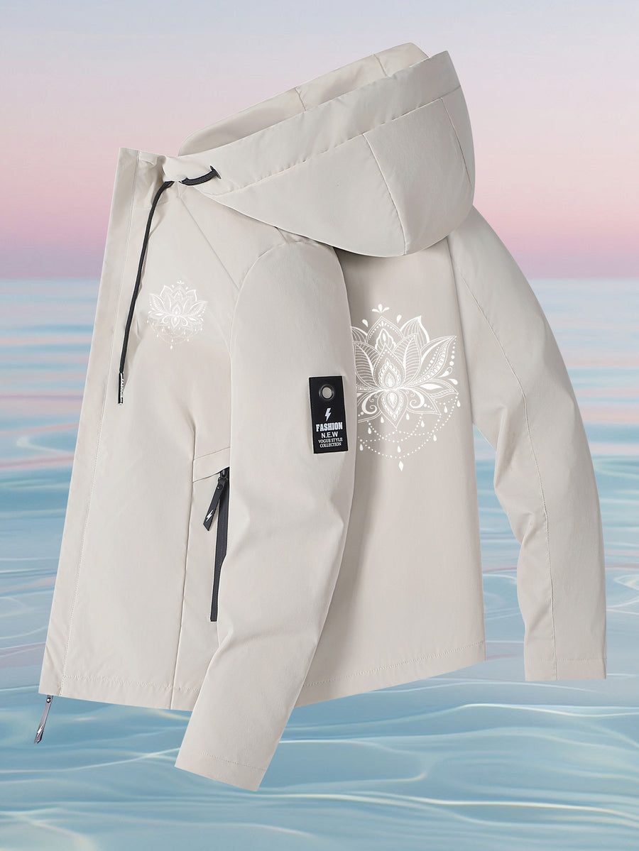 Women'S Windproof Jacket, Lightweight Windproof Warm Women'S Shell Jacket, Long Sleeve Zipper Pocket Hooded Shell Jacket, All-Season Outdoor Casual Women'S Zipper Sweatshirt Top Coat, Suitable As a Gift for Women - Apricot