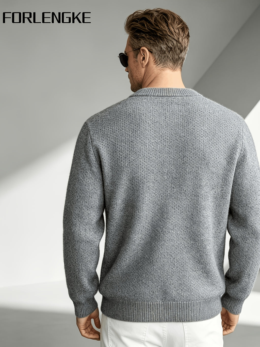 2026 New Fashion Business Mature Casual Men'S Round Neck Single Button Knit Cardigan Sweater, Soft Warm Breathable Long Sleeve Knit Jacket, Suitable for Daily, Office, And Weekend Outfits in Autumn And Winter - Grey