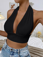 2025 Sexy Strappy Backless Elegant Fashion Crop Top Tank Top - Black