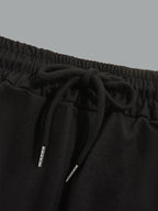 Summer Fashion Sticker Short Sleeve T-shirt and Shorts Two-piece Casual Sports Suit X4071 - Light White+Black Color