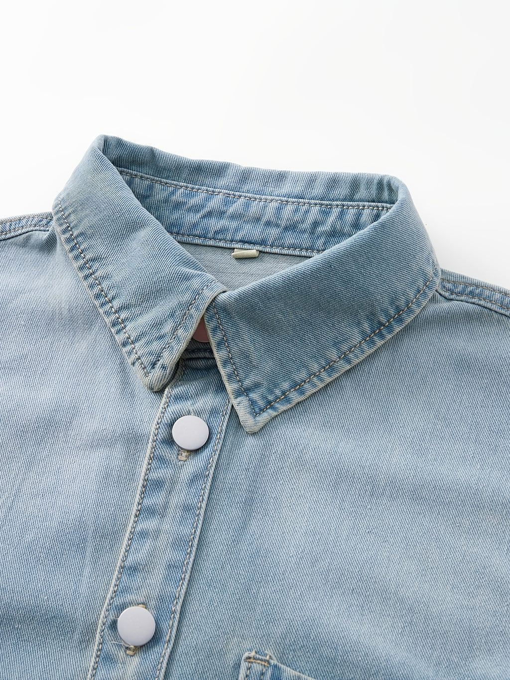 Vintage Washed Denim Shirt Men'S Spring Autumn Loose Cargo Shirt Heavyweight Casual Long Sleeve Jacket Versatile Top - Sky Blue