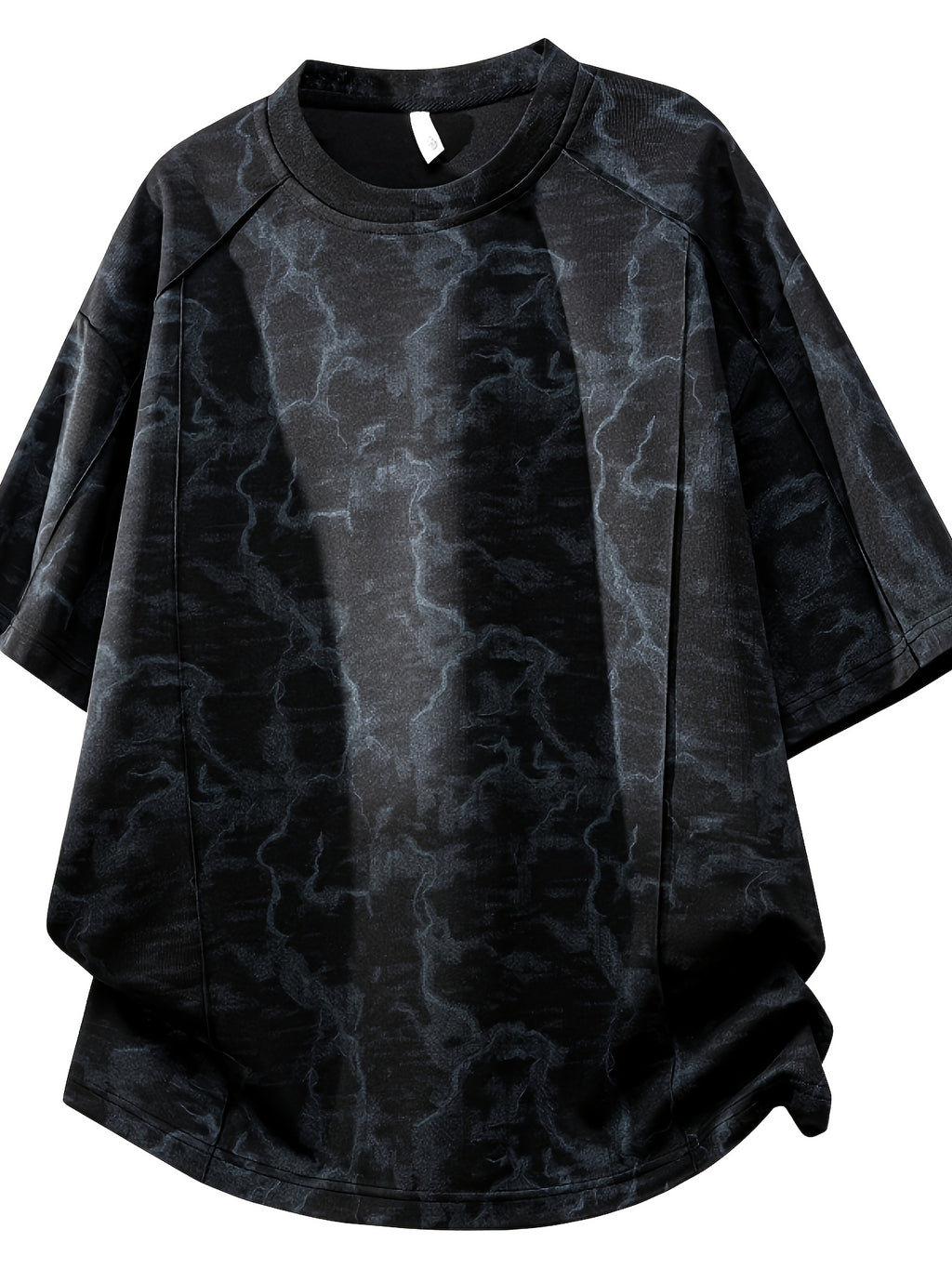 2pcs Summer New Short-Sleeved T-Shirt Men'S Round Neck Loose Ice Fiber Fabric T-Shirt Tie-Dye Gradient Pullover - Black Light Grey