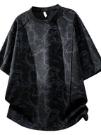 2pcs Summer New Short-Sleeved T-Shirt Men'S Round Neck Loose Ice Fiber Fabric T-Shirt Tie-Dye Gradient Pullover - Black Light Grey