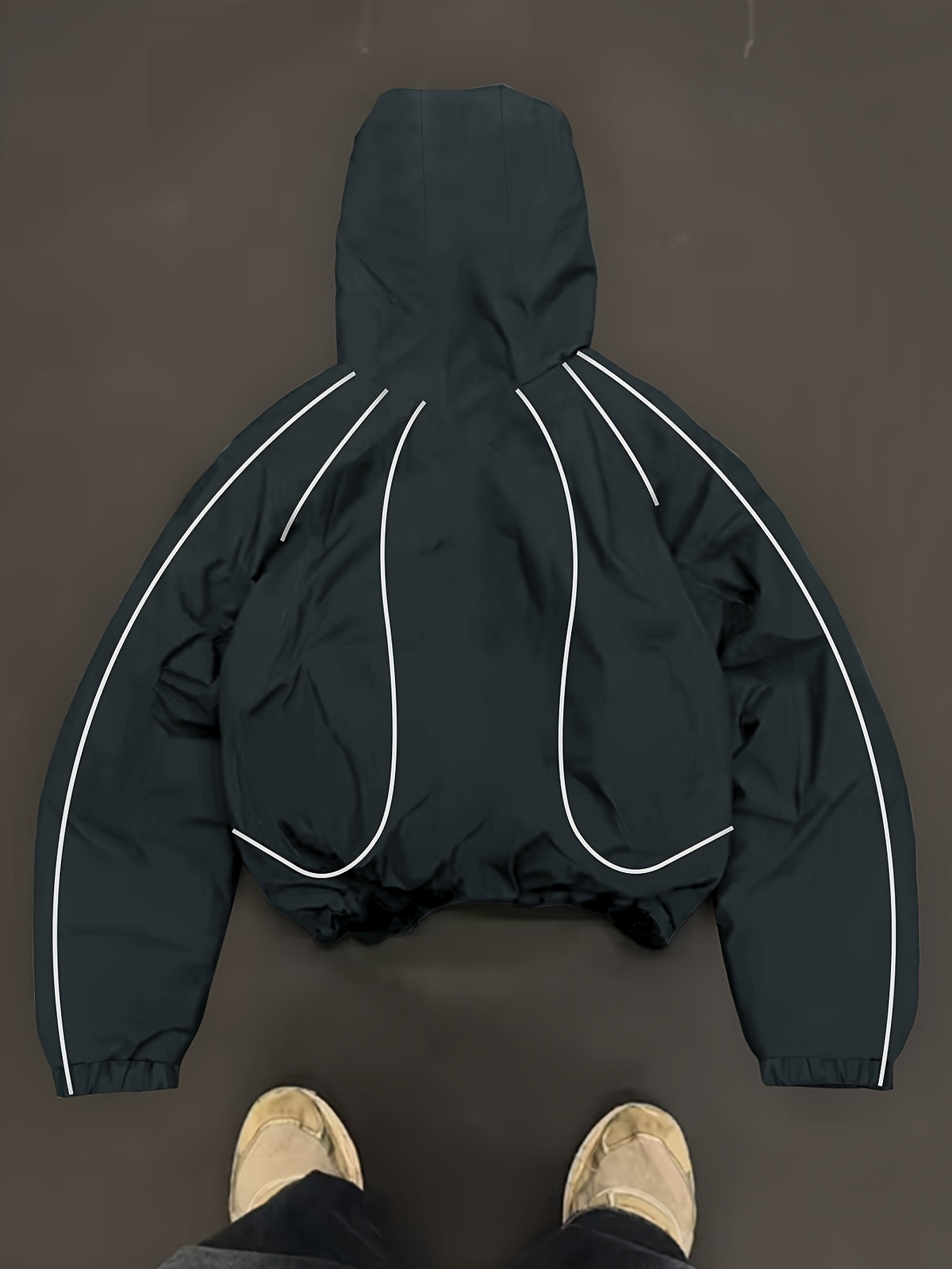 Men's Lightweight Hooded Zip-Up Jacket with White Drawstrings, Thin Style, Suitable for All Seasons, JK5689 - Dark Gray