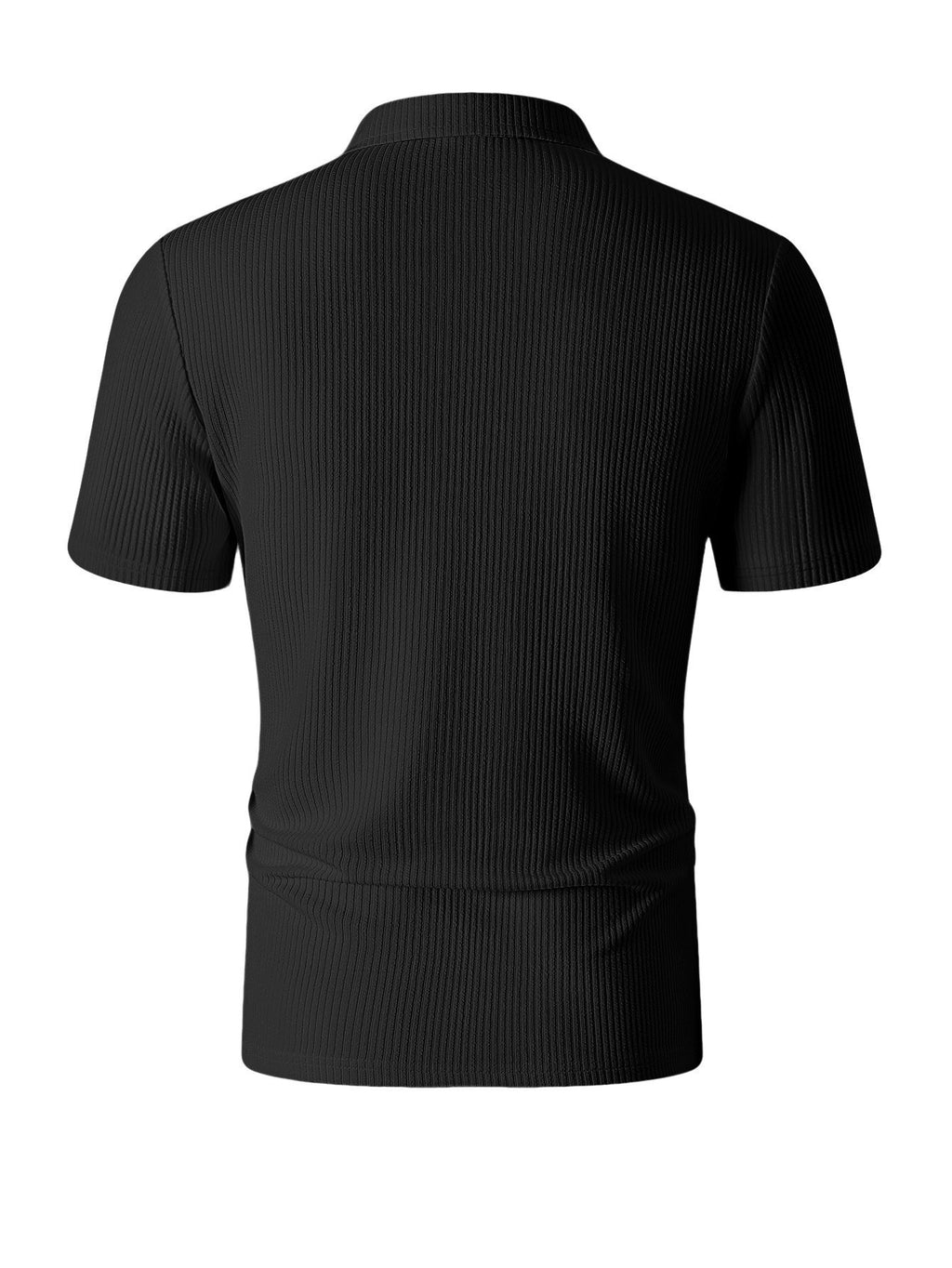 Men'S Summer Casual Polo Shirt Outdoor Sports Print Short Sleeve Top - Black
