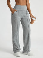 Plus Size, Women's Casual Pants with Pockets, High-waisted Stretch Pants. Suitable for All Seasons, These Women's Long Pants Are Perfect for Both Home and Outdoor Wear - Light Grey
