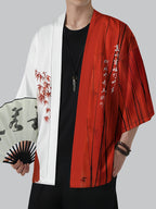 Men'S Casual Shirt, Chinese Style Open Cardigan, Ethnic Costume, Kimono - Red
