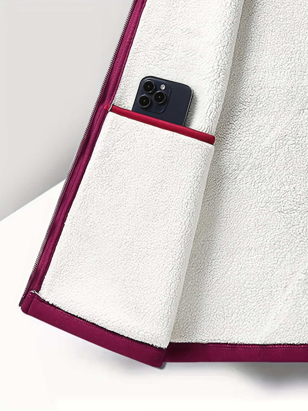 Men's Autumn Winter Casual Fleece-Lined Vest, Thickened Faux Blend Fleece Stand Collar Cardigan Vest for Outdoor and Home Wear, Warm Sleeveless Jacket Vest - Burgundy
