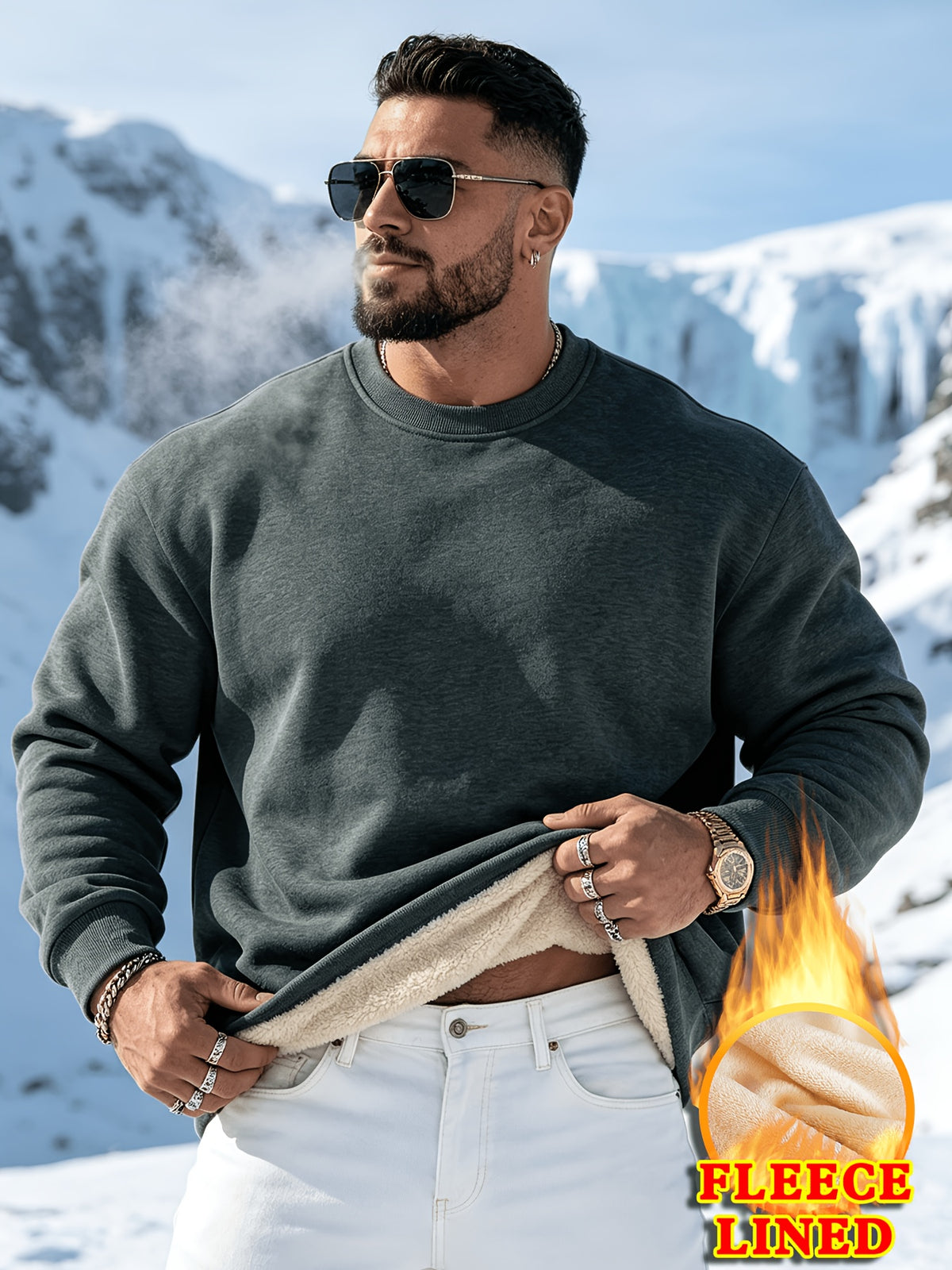 New Autumn/Winter Fashion Streetwear Style Men's Trendy Crew Neck Long Sleeve Top, Casual and Comfortable Loose-Fit Versatile Sweatshirt Jacket for Spring/Autumn - Dark Gray