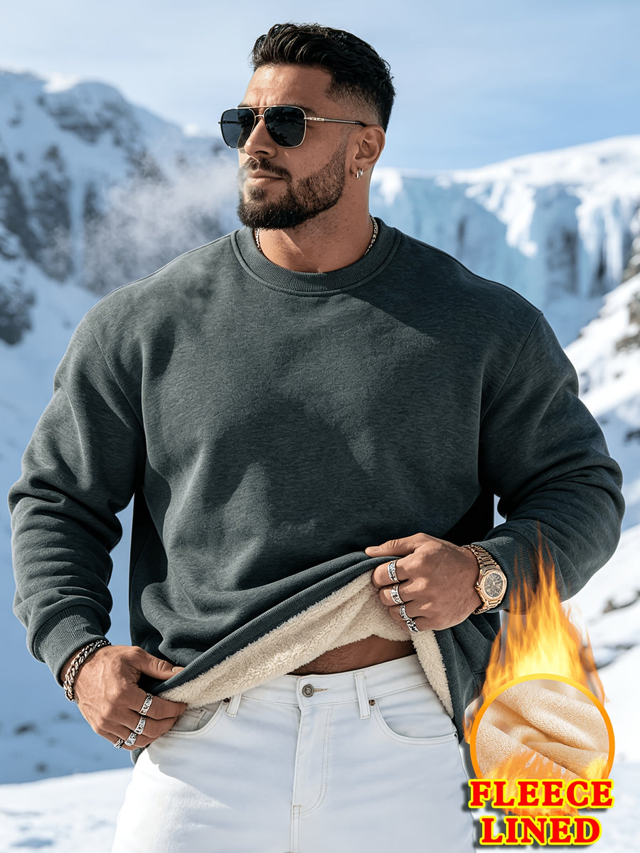 New Autumn/Winter Fashion Streetwear Style Men's Trendy Crew Neck Long Sleeve Top, Casual and Comfortable Loose-Fit Versatile Sweatshirt Jacket for Spring/Autumn - Dark Gray