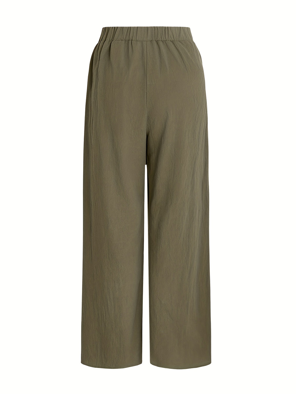Elegant Special Wide-Leg Pants, Embroidered, Simple, Casual, Wide-Leg, Spring/Autumn, Women's Trousers "YT - Olive Green