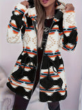 Autumn/Winter Women's Fashion Vintage Casual Zip-Up Cardigan Jacket, Hooded Jacket with Pockets, Drawstring Waist Design, Suitable for Casual Outings 2A10634-1 - Mixed colors