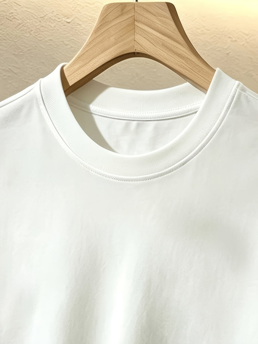 Men'S White And Black Color-Block Round Neck Short Sleeve T-Shirt, Men'S Summer Easy Casual Top, Daily Commute Outdoor Leisure Wear, Men'S T-Shirt - White