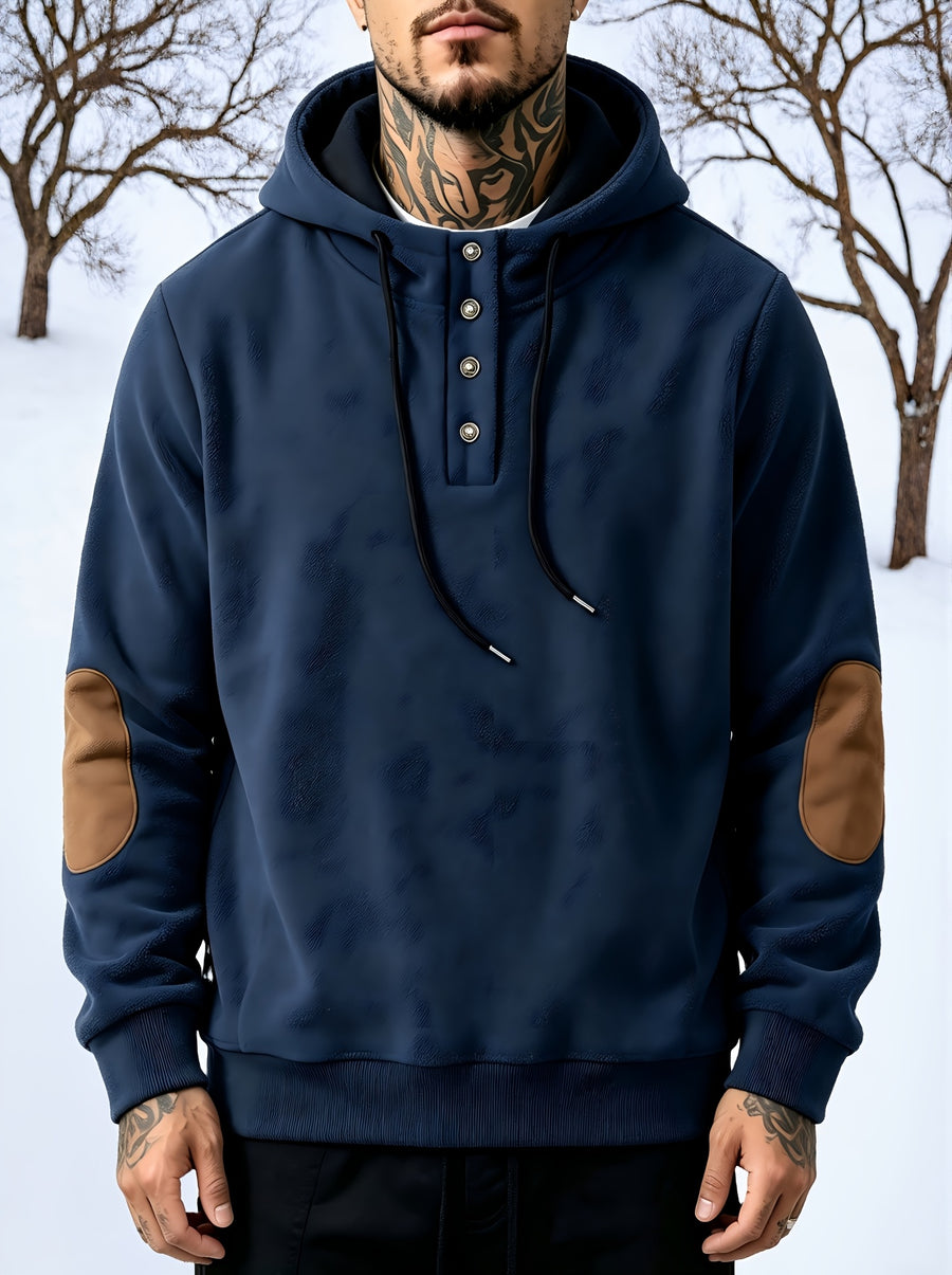 New Men's Autumn/Winter Casual Fashion Hooded Sweatshirt, Heavyweight Thickened Hooded Sporty Trendy Sweatshirt Jacket, for Daily Outings, Holiday Gifts, Great for Gifting to Family and Friends - Navy Color
