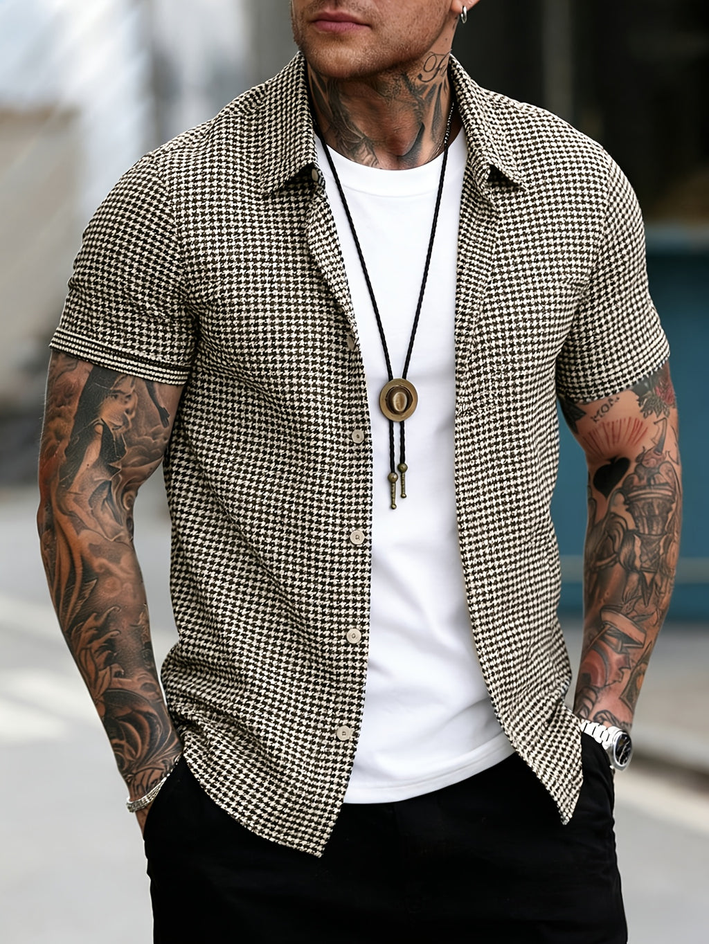 Men'S Casual Checkered Button Shirt Wrinkle Resistant Breathable Lightweight for Daily Vacation Outdoor - Mixed colors