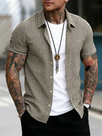 Men'S Casual Checkered Button Shirt Wrinkle Resistant Breathable Lightweight for Daily Vacation Outdoor - Mixed colors