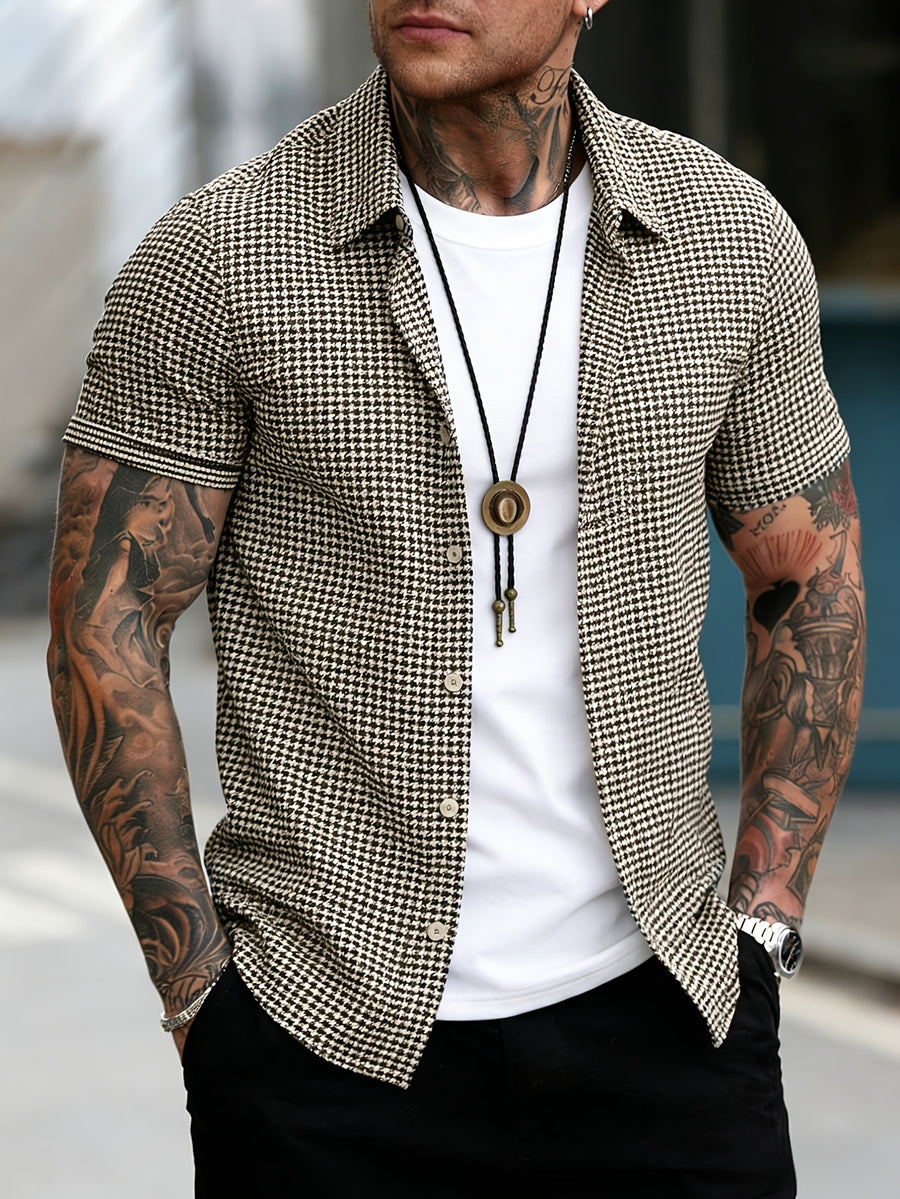 Men'S Casual Checkered Button Shirt Wrinkle Resistant Breathable Lightweight for Daily Vacation Outdoor - Mixed colors