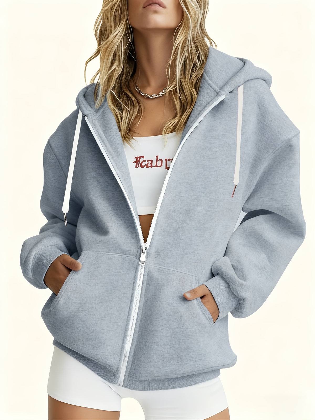 "Disney Official Authorization" Mickey Minnie Theme Printed Ladies Hooded Sweater, Disney Theme Three Prints, Suitable for All Seasons, Skin-friendly Micro-elastic, Everyday Casual Cute Cartoon Drawstring Hoodie. - Light Grey