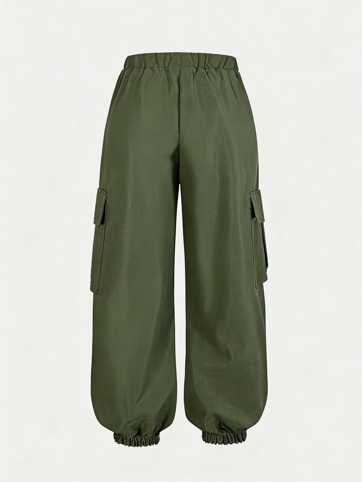 Millennial Y2K Cargo Pants for Women, Loose Flame Print Trousers, Retro Gothic Street Style with Elastic Waist And Ankle Cincher, Hip-Hop Hot Baggy Long Pants, Casual All-Match Bottoms - Olive Green