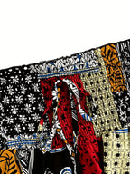 Summer Ethnic Style Comfortable Shirred Wide-Flare Casual Vintage Geometric Print Decorative Tie-Up Skirt-Pants Shorts - Mixed colors
