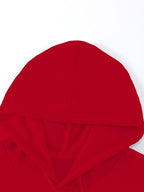 2025 New Women's American Fashion Casual Norwegian Outdoor Letter Print Hoodie with Kangaroo Pocket and Drawstring, 100% Polyester Fabric, Machine Washable, All-Season Y Sweatshirt - Red