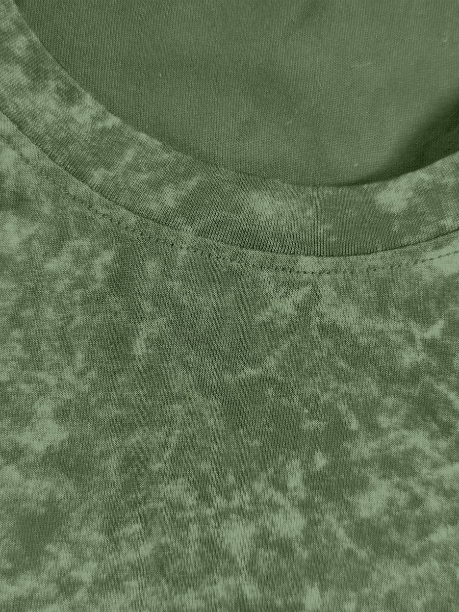 Versatile Basic 3pcs Set Distressed Long-Sleeve Men's Washed Crew Neck Daily Commute Casual Long-Sleeve Top - Green+Khaki+Light Blue
