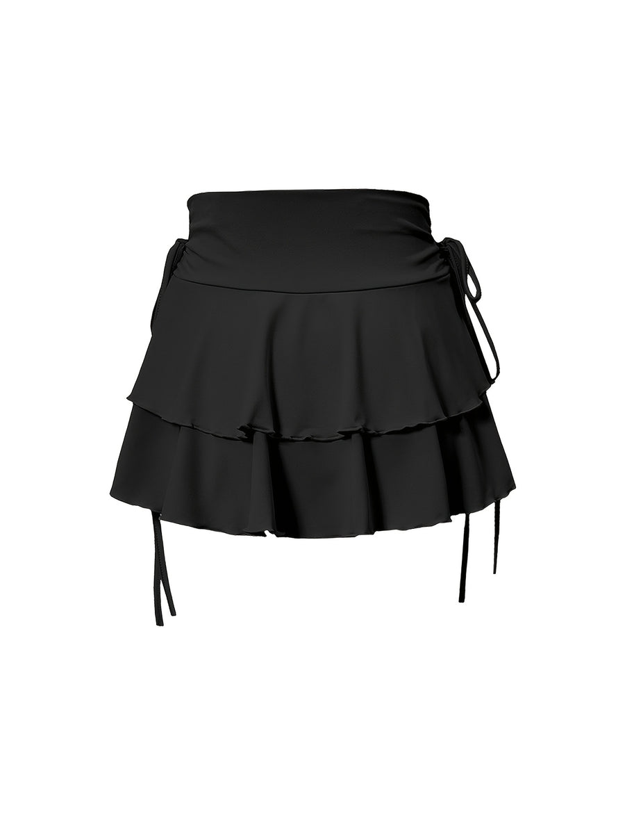 3pcs Set New Women'S Fashion Half Skirt with Ruffle Drawstring Elastic Short Skirt - Mixed colors