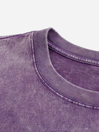 Men's Heavyweight Short-Sleeve Washed Distressed Fashion Print Vintage-Washed Worn Design Streetwear Trendy Distressed Design European and American High Street Style Summer Simple Versatile Gym Workout Sports Top Cotton Breathable - Purple