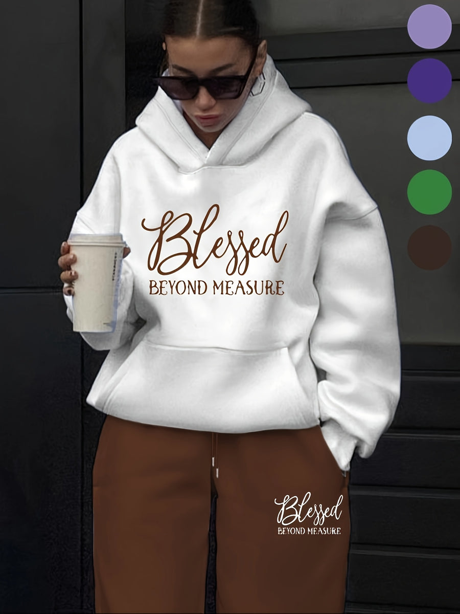 Women'S Fashion Casual Letter Pattern Print Set Women'S Autumn And Winter High-End Fashionable Street Style Age-Reducing Fleece Hooded Sweatshirt Casual Pants Two-Piece Set Casual Versatile Hooded Set Women'S Clothing Women'S Set Gift Preferred - White+Coffee