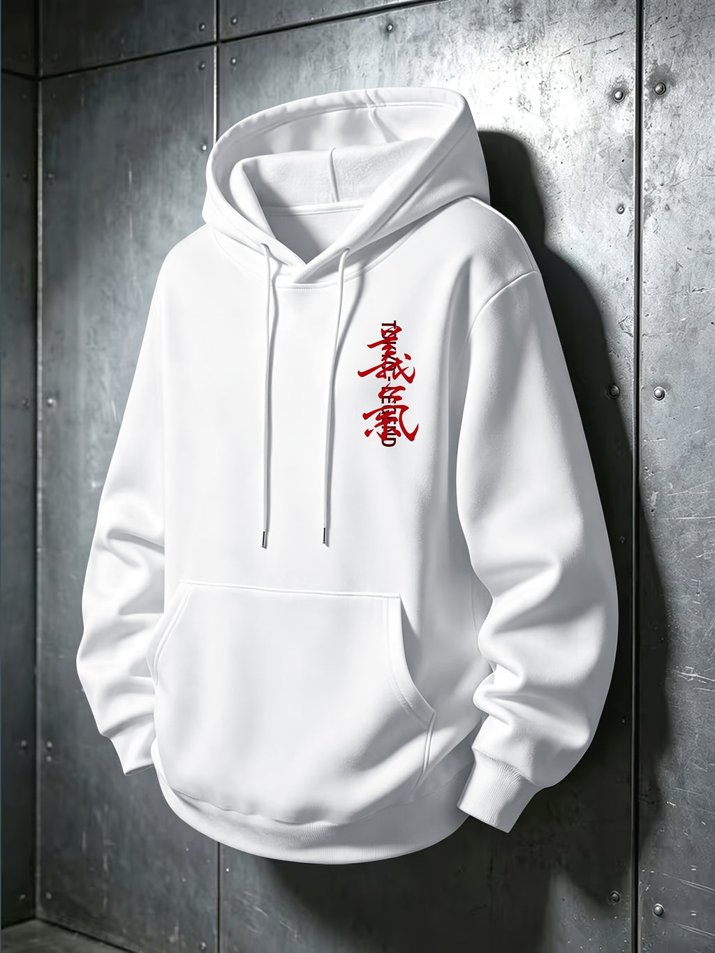 Men'S Autumn Winter Letter Print Hooded Sweatshirt, Versatile Sport Casual Loose Hoodie - White