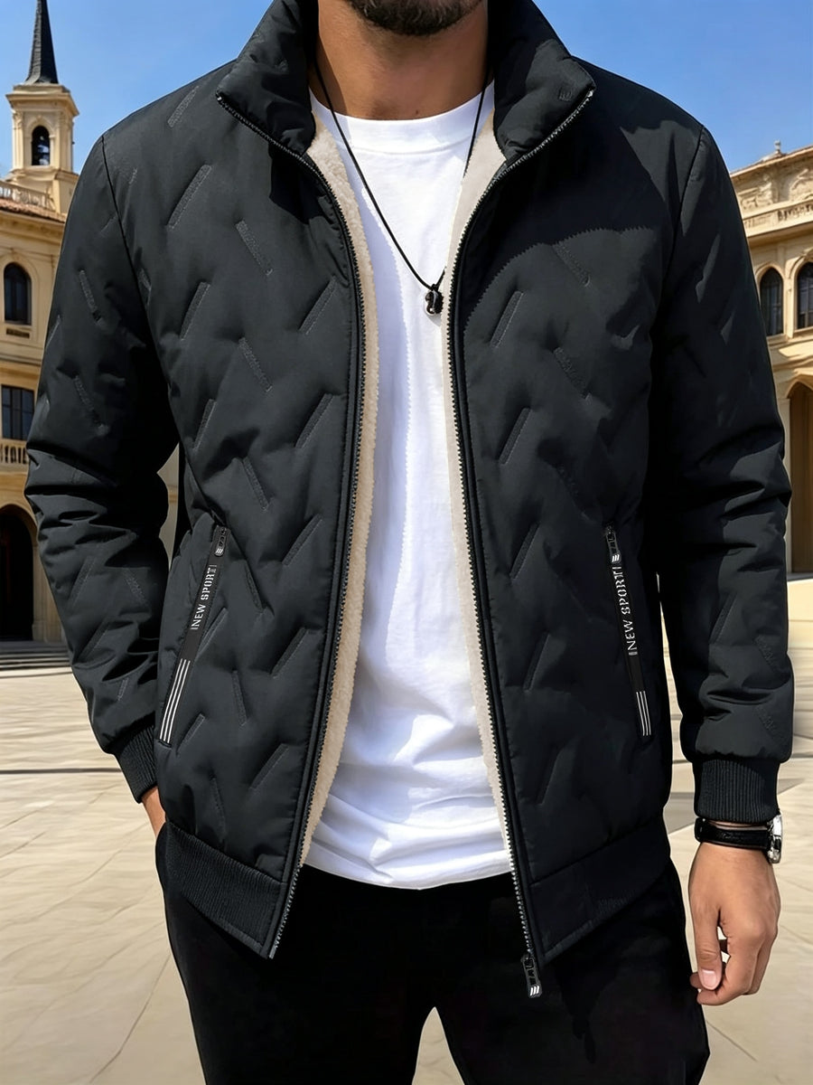 Winter New Style - Men'S Fleece Casual Windproof Jacket with Zipper, Suitable for Outdoor Hiking And Casual Office Wear - Dark Gray