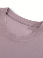 Versatile Summer Casual Small Waffle Grid Cool Short-Sleeved T-Shirt 4pcs Set - Purple+Army Green+Medium Gray+White