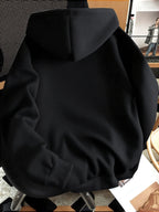 Minimalist Style Letter Print Hooded Sweatshirt, Versatile Top for Daily Casual and Commuting - Black