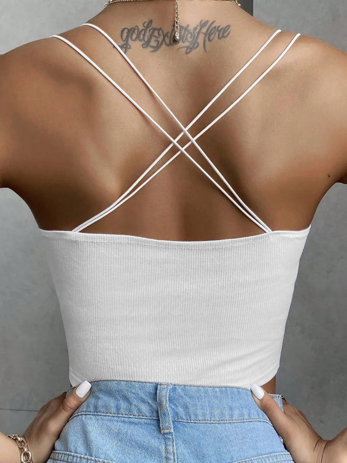 Fashionable Women's Versatile Casual Comfortable Tank Top with a Beautiful Back Design - White