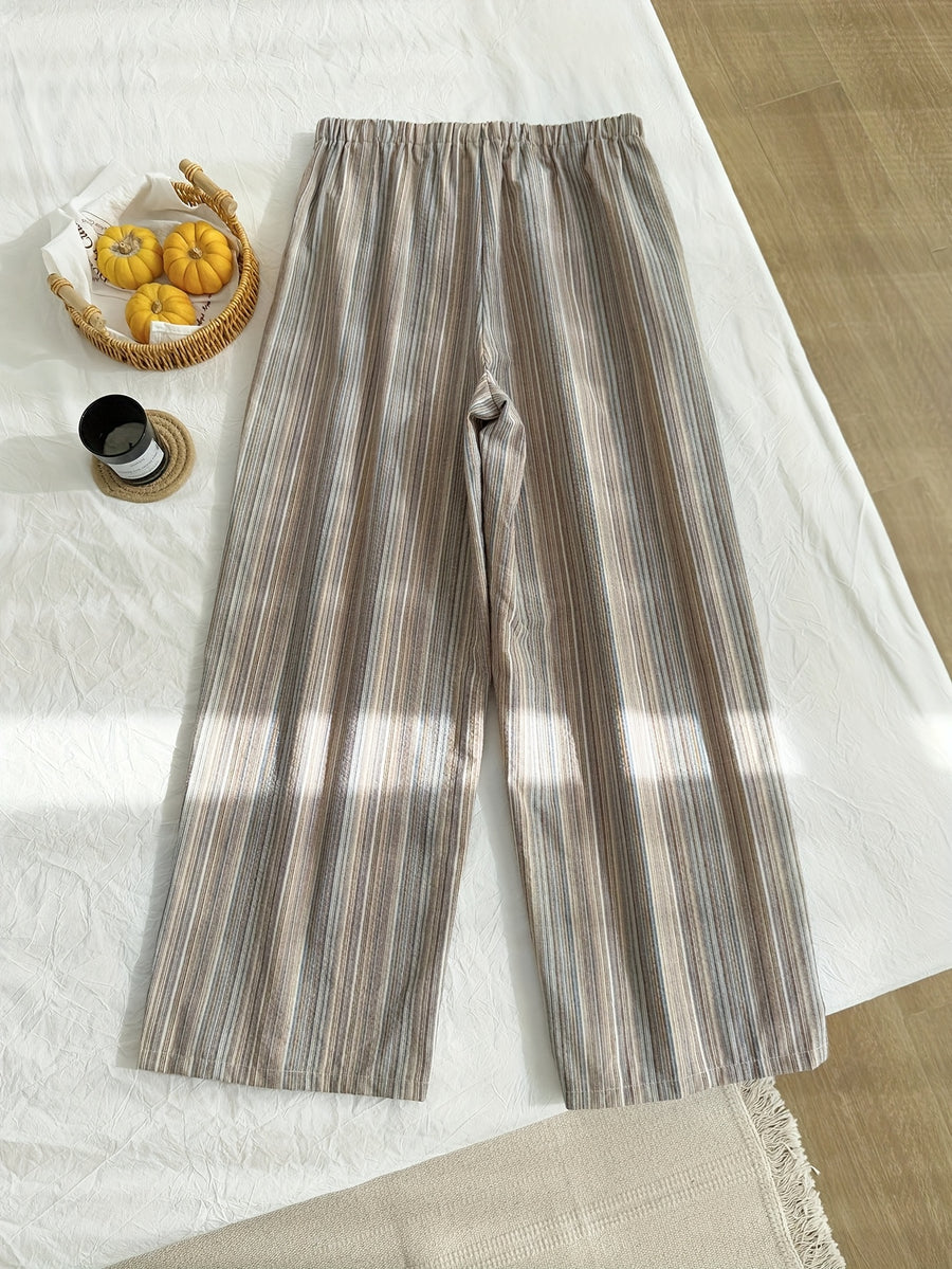 Women's Striped Tie-Waist Comfortable Casual Wide Leg Pants - Mixed colors