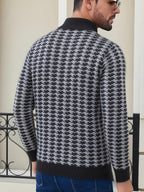Men's Casual Jacquard Jacket - Solid Color Regular Fit Versatile Long-Sleeve Top for Spring and Autumn, Hand Wash/Dry Clean, Autumn/Winter Outerwear, Fashionable Street Style, Structured Design, Four-Season Warm Business Casual Jacket - Black Flower Green
