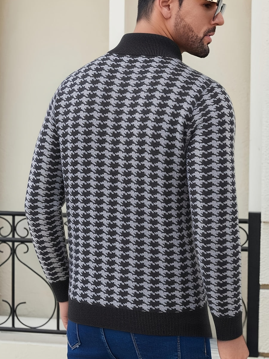 Men's Casual Jacquard Jacket - Solid Color Regular Fit Versatile Long-Sleeve Top for Spring and Autumn, Hand Wash/Dry Clean, Autumn/Winter Outerwear, Fashionable Street Style, Structured Design, Four-Season Warm Business Casual Jacket - Black Flower Green