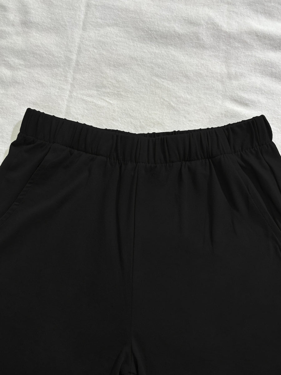 2026 Spring Summer New Women'S Bottoms Fashion Easy Los Angeles Letter Print Leg-Lengthening Casual Home Light Individual Outing Commute Elastic Waist Side Pockets Shorts 4pcs Set - Black+Dark Gray+Red+Light Gray