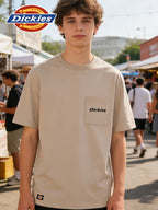 Lisheng Yue Selection DICKIES International Brand Men's Short-Sleeve T-Shirt, Summer 2026 New Style, Cooling Lenzing Bamboo Rayon, Premium Feel, Pocket, Regular Shoulder, Half-Sleeve, Men's Lenzing Bamboo Rayon Pocket Short T-Shirt - beige