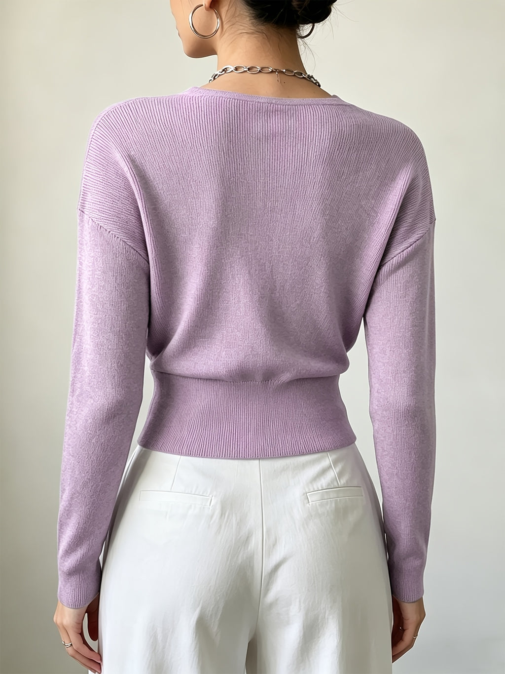 Women'S New Arrivals INS Autumn/Winter Cross-Collar Pullover, Elegant Versatile Loose Fit Machine Washable Long-Sleeve Knitwear - Purple