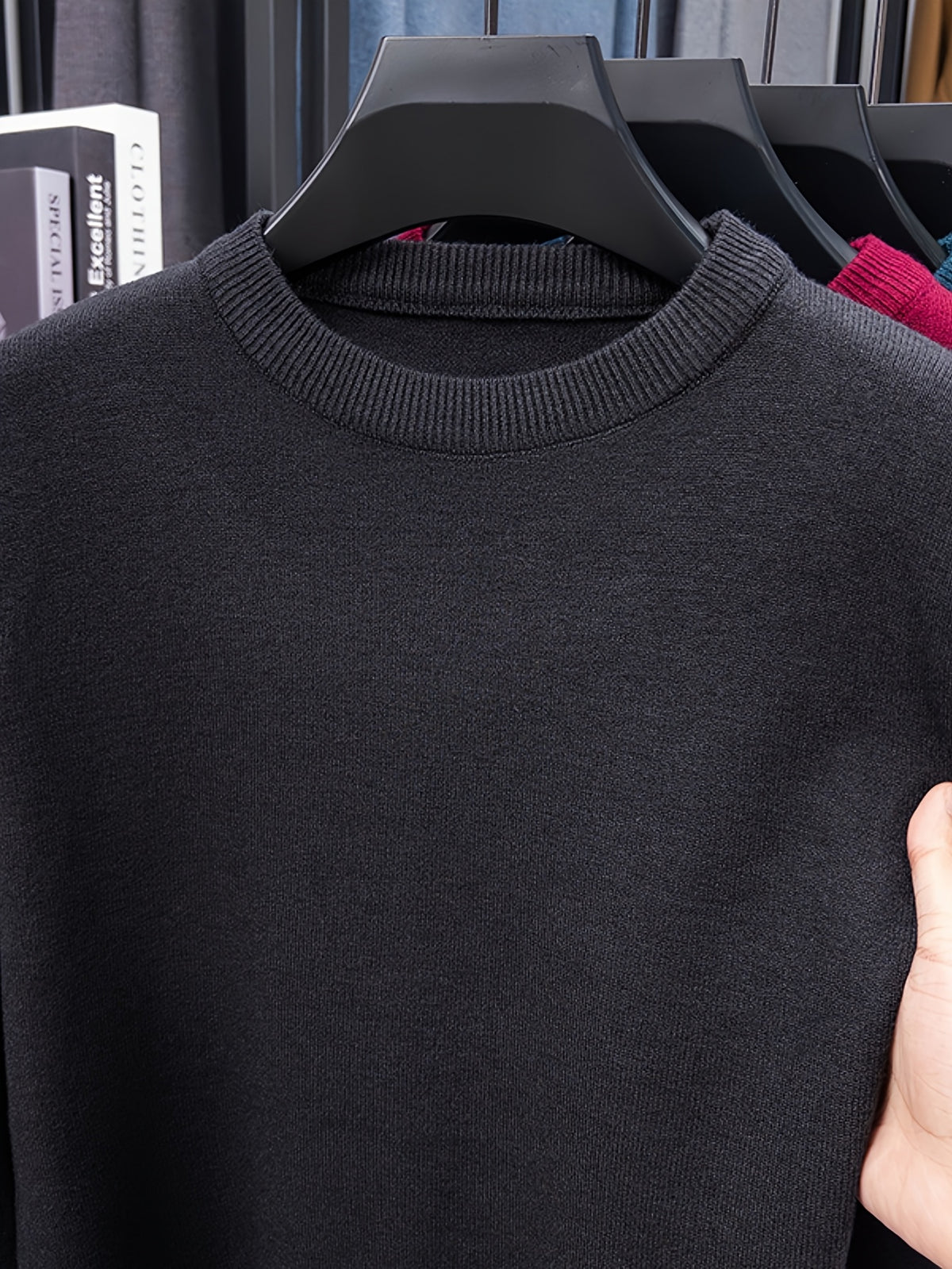 Minimalist City Round Neck Sweater for Daily Commute - Deep Gray