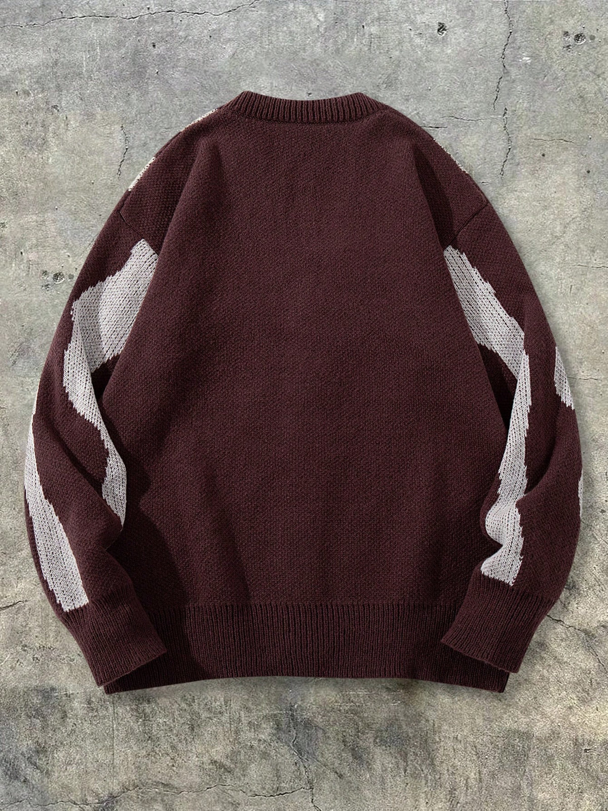ANDREILEE Autumn Winter Unisex Old Money Style V-Neck Tie-Button Checkered Color-Block Striped Wearable Casual All-Match Knit Top - Coffee Color