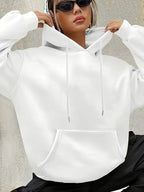 Women's Hoodie with Scared Cat Print, Fashionable Women's Apparel - White